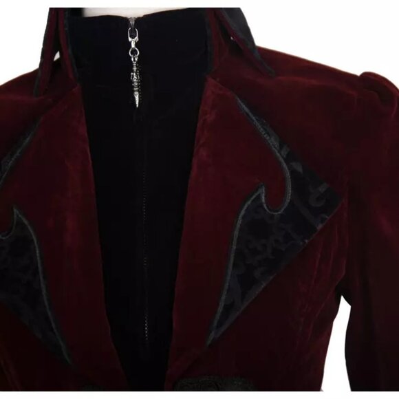 NWOT Devil Fashion Coat Goth Steampunk Style Velour Plush Cosplay Vampire - Picture 5 of 7